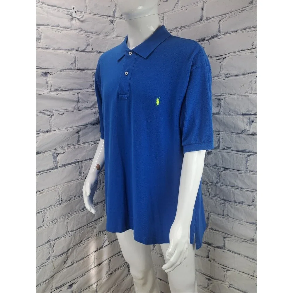 Polo Ralph Lauren Men's Polo Shirt Blue Yellow Pony Big and Tall Size 2XB
